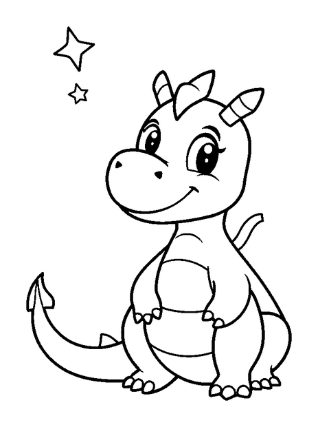 Constellation Dragon colouring page — free printable for toddlers
