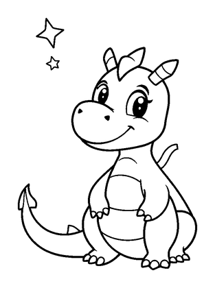 Constellation Dragon Colouring Page (Toddler, Bold & Easy)