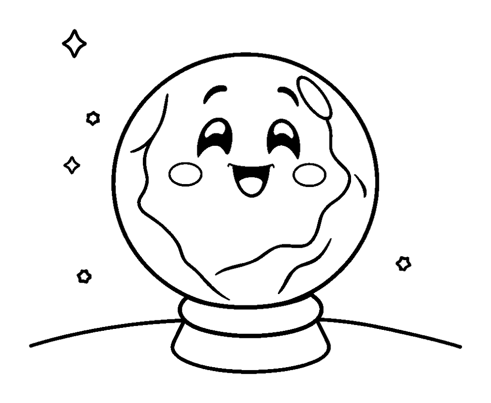Crystal Ball colouring page — free printable for toddlers