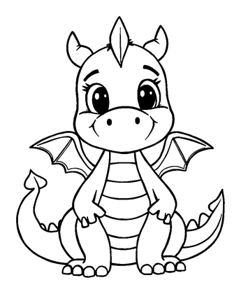 Dragon Colouring Page (Toddler, Bold & Easy)