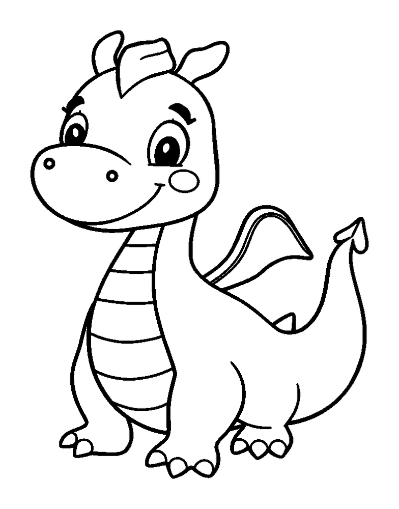 Dragon colouring page — free printable for toddlers