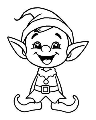 Elf Colouring Page (Kids, Bold & Easy)