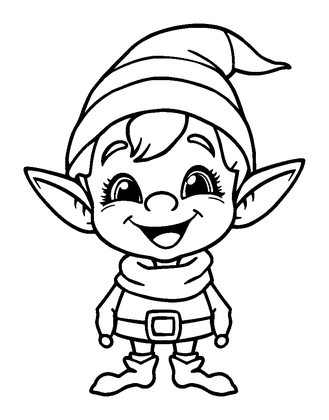 Elf Colouring Page (Kids, Standard)