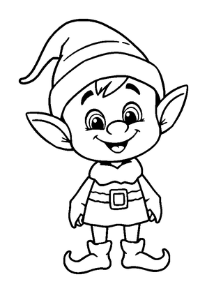 Elf Colouring Page (Toddler, Bold & Easy)