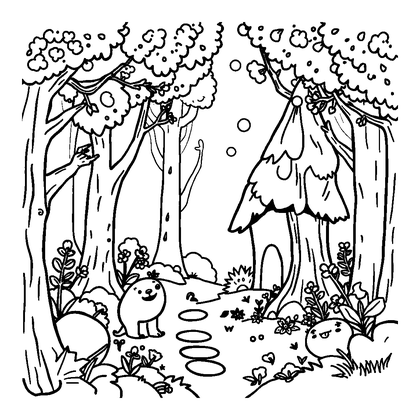 Enchanted Forest Colouring Page (Kids, Standard)