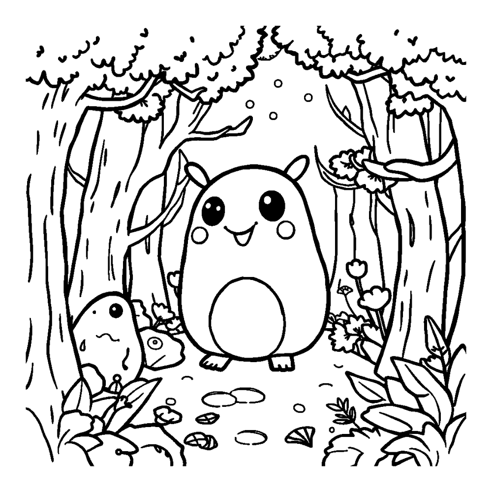 Enchanted Forest colouring page — free printable for toddlers