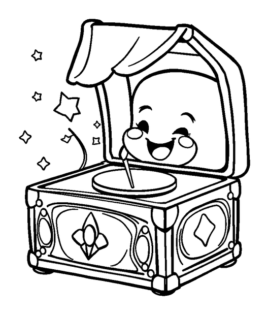 Enchanted Music Box colouring page — free printable for kids