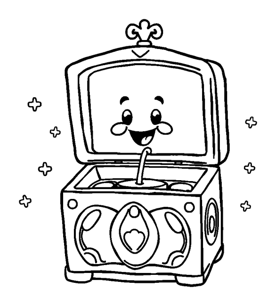 Enchanted Music Box colouring page — free printable for toddlers