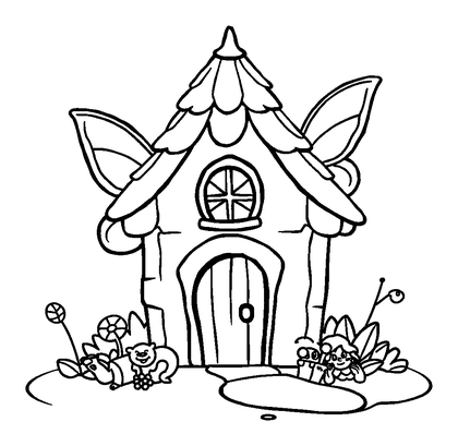 Fairy House Colouring Page (Kids, Standard)