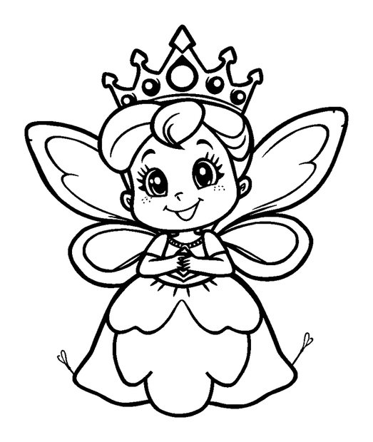 Fairy Queen colouring page — free printable for kids