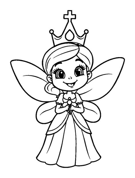 Fairy Queen colouring page — free printable for kids