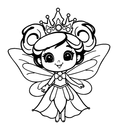 Fairy Queen Colouring Page (Toddler, Bold & Easy)