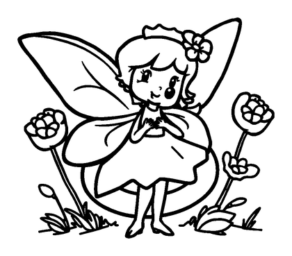 Fairy Ring Colouring Page (Kids, Bold & Easy)