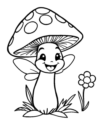 Fairy Toadstool Colouring Page (Kids, Bold & Easy)