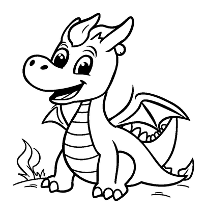 Fire Dragon Colouring Page (Kids, Standard)