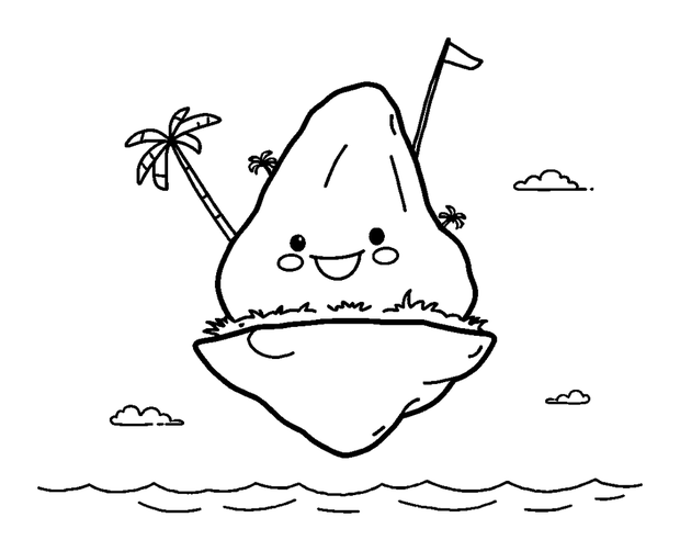 Floating Island colouring page — free printable for toddlers