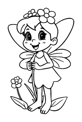 Flower Fairy Colouring Page (Kids, Bold & Easy)