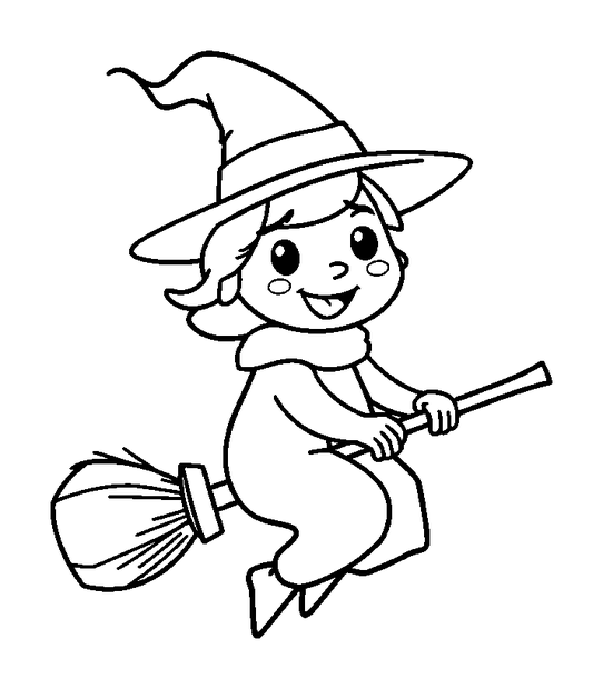Flying Broomstick colouring page — free printable for kids