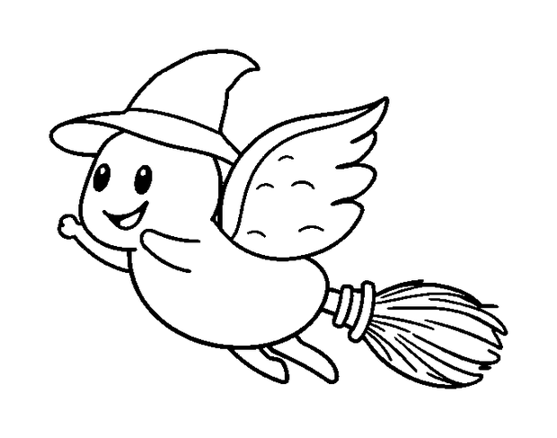 Flying Broomstick colouring page — free printable for toddlers