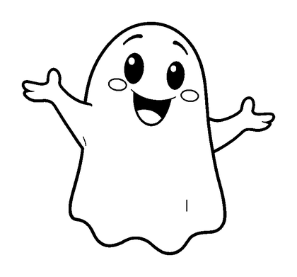 Friendly Ghost Colouring Page (Kids, Bold & Easy)