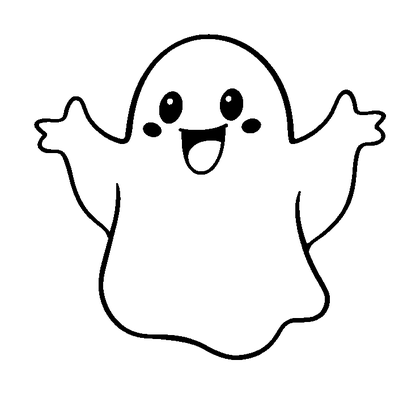 Friendly Ghost Colouring Page (Toddler, Bold & Easy)
