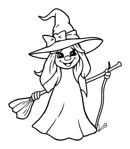 Friendly Sea Witch colouring page — free printable for toddlers