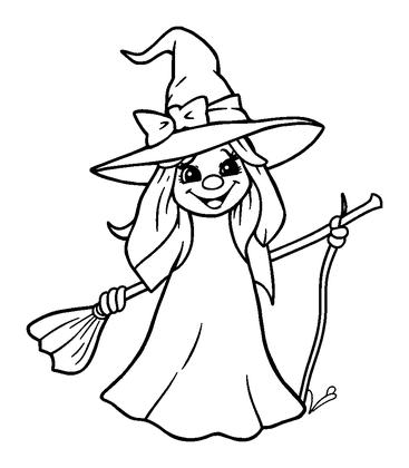Friendly Sea Witch Colouring Page (Toddler, Bold & Easy)