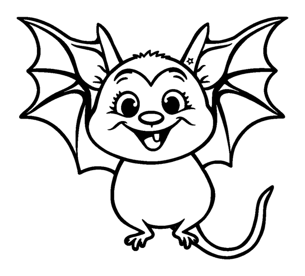 Friendly Vampire Bat colouring page — free printable for kids