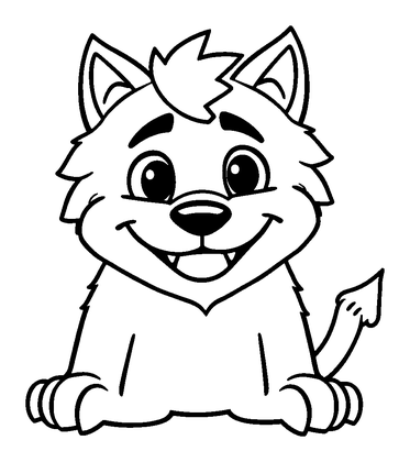 Friendly Werewolf Colouring Page (Toddler, Bold & Easy)