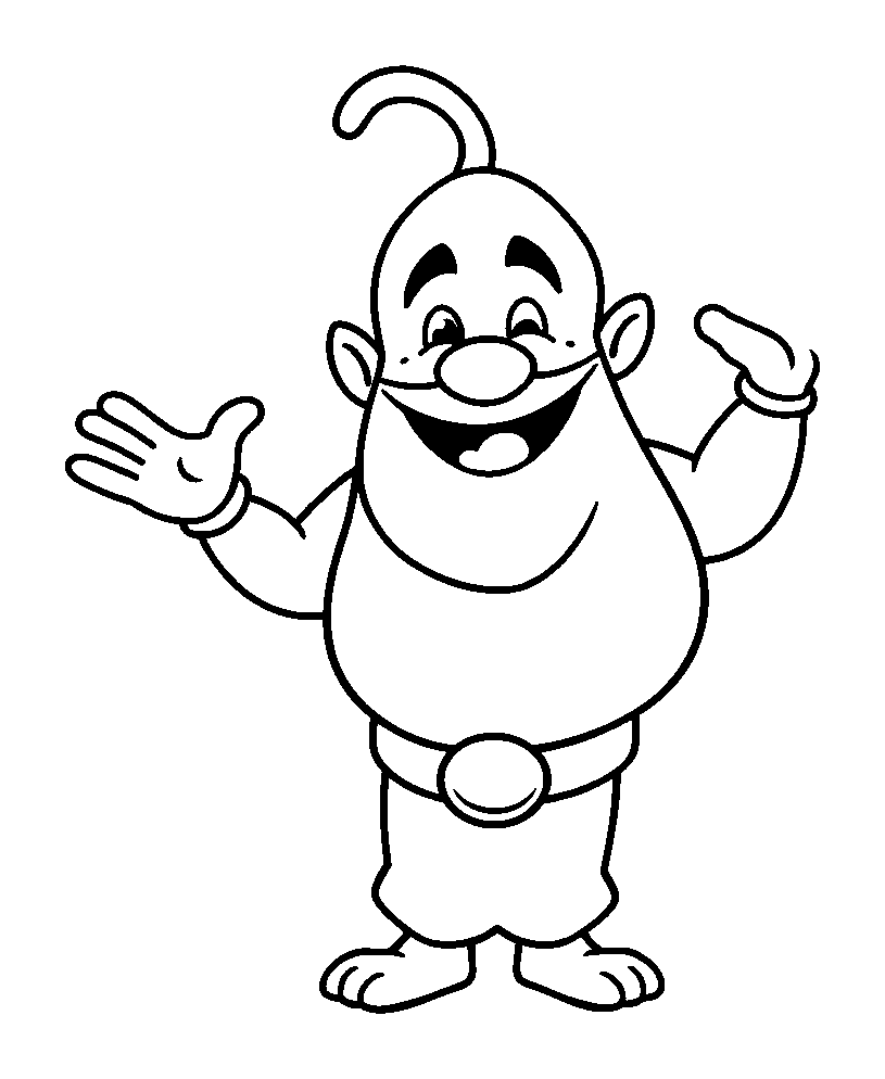 Genie colouring page — free printable for toddlers