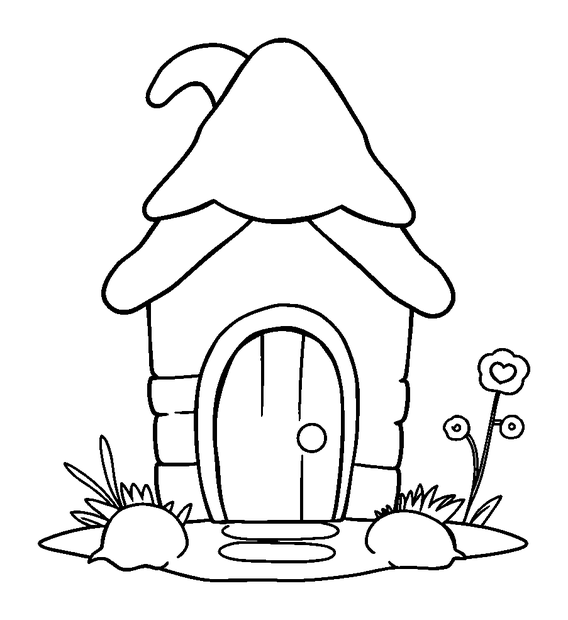 Gnome House colouring page — free printable for kids