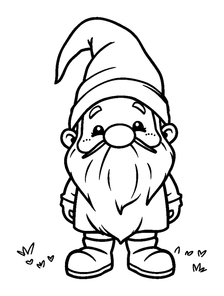 Gnome colouring page — free printable for kids