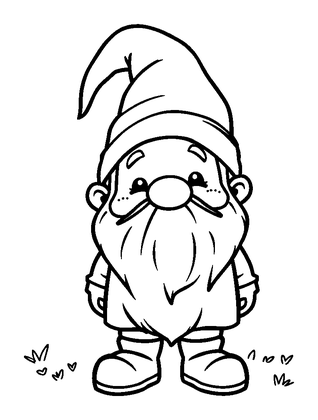 Gnome Colouring Page (Kids, Bold & Easy)