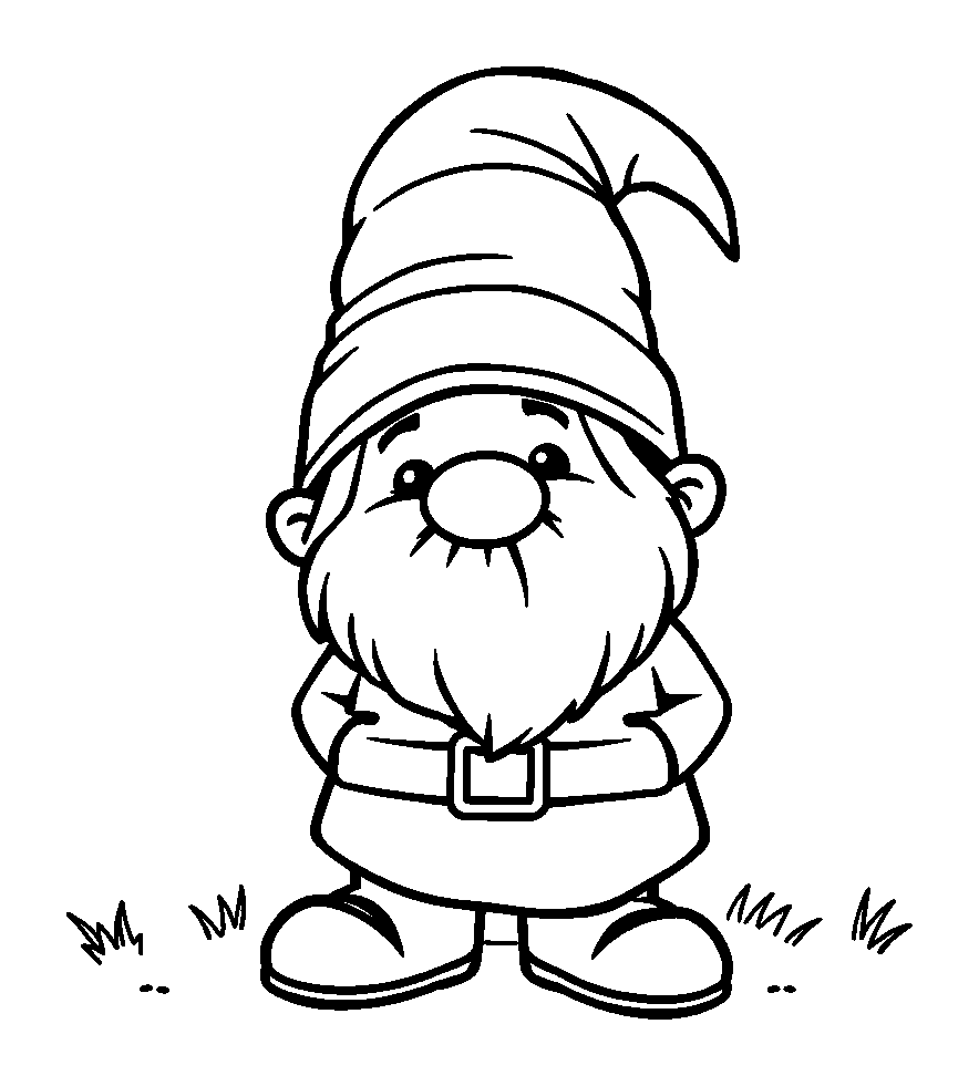 Gnome colouring page — free printable for kids