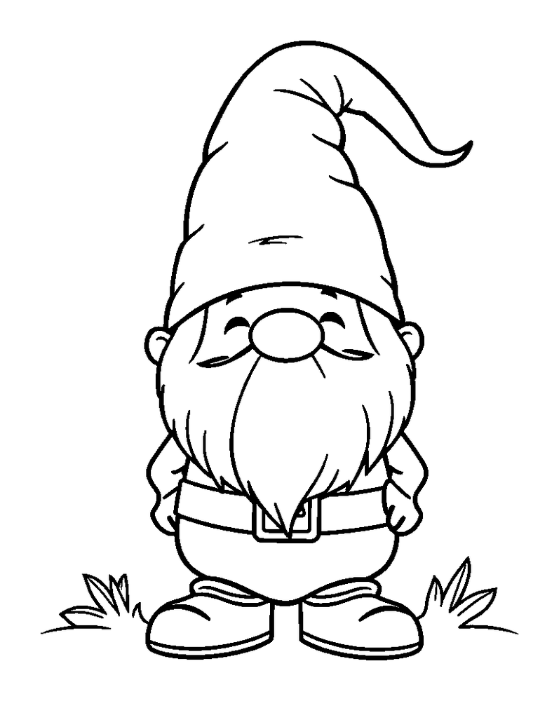 Gnome colouring page — free printable for toddlers