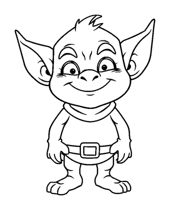 Goblin Colouring Page (Toddler, Bold & Easy)
