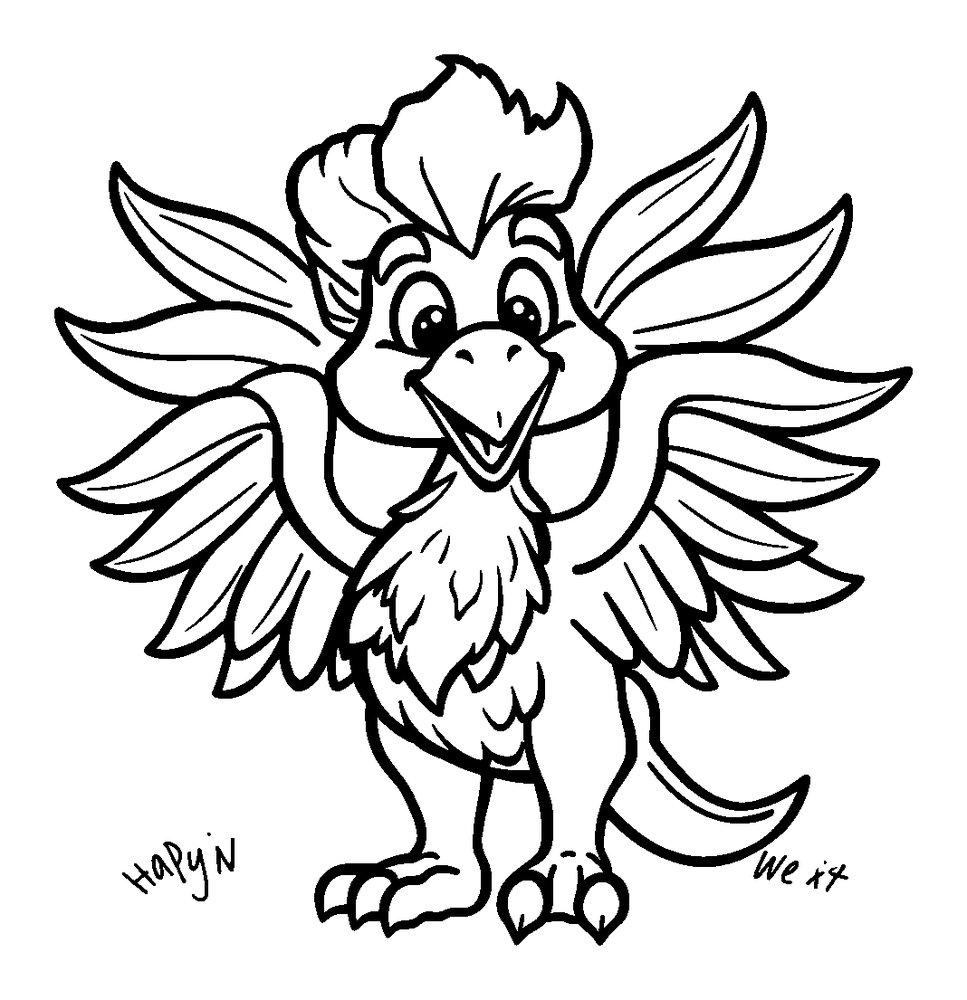 Griffin colouring page — free printable for kids
