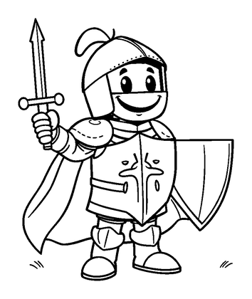 Knight Colouring Page (Kids, Bold & Easy)