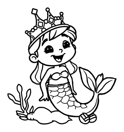 Mermaid Prince Colouring Page (Kids, Bold & Easy)