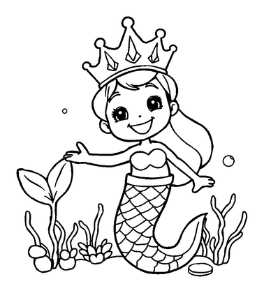 Mermaid Prince Colouring Page (Toddler, Bold & Easy)