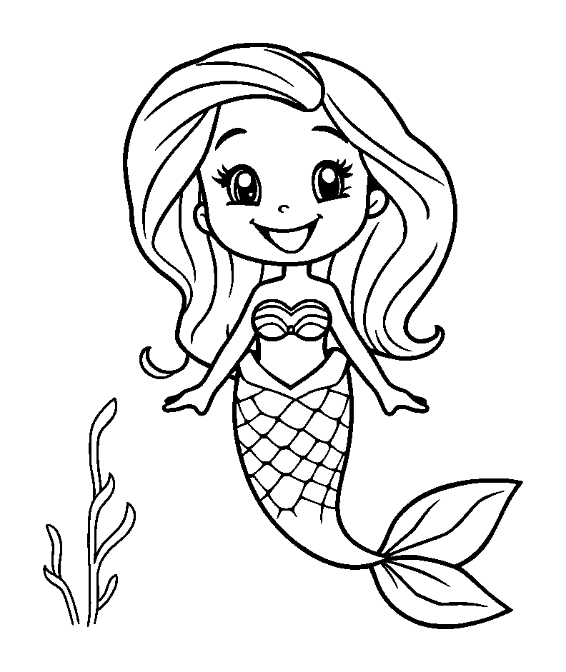 Mermaid colouring page — free printable for kids