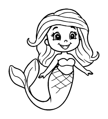 Mermaid Colouring Page (Toddler, Bold & Easy)