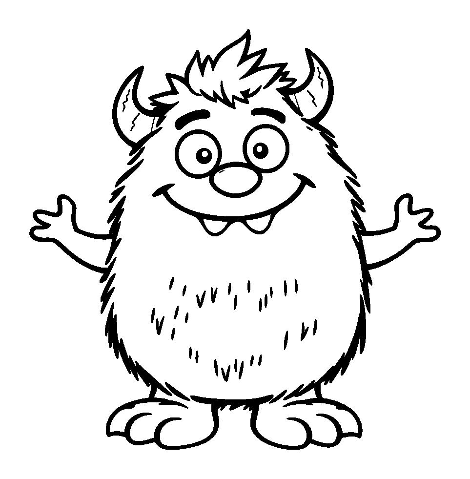 Monster colouring page — free printable for toddlers