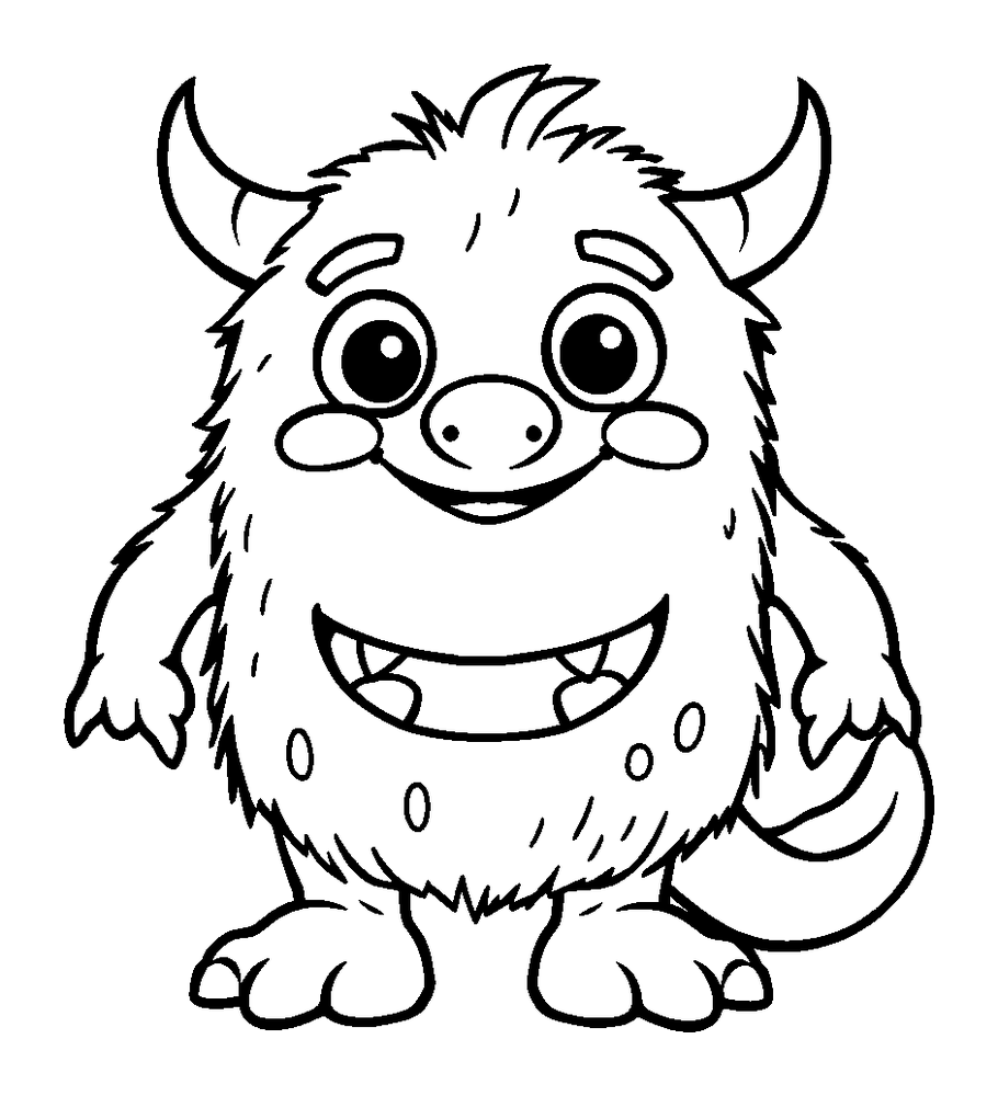 Monster colouring page — free printable for toddlers