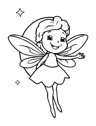Moon Fairy Colouring Page (Toddler, Bold & Easy)