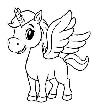 Pegasus Colouring Page (Kids, Bold & Easy)