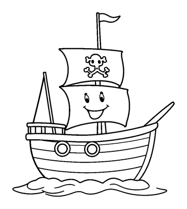 Pirate Ship Colouring Page (Kids, Bold & Easy)