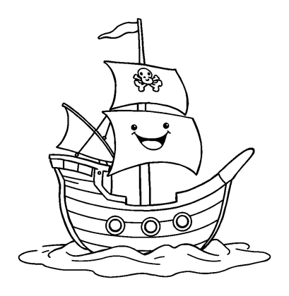 Pirate Ship Colouring Page (Kids, Standard)
