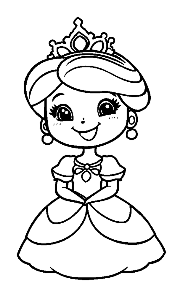 Princess colouring page — free printable for kids