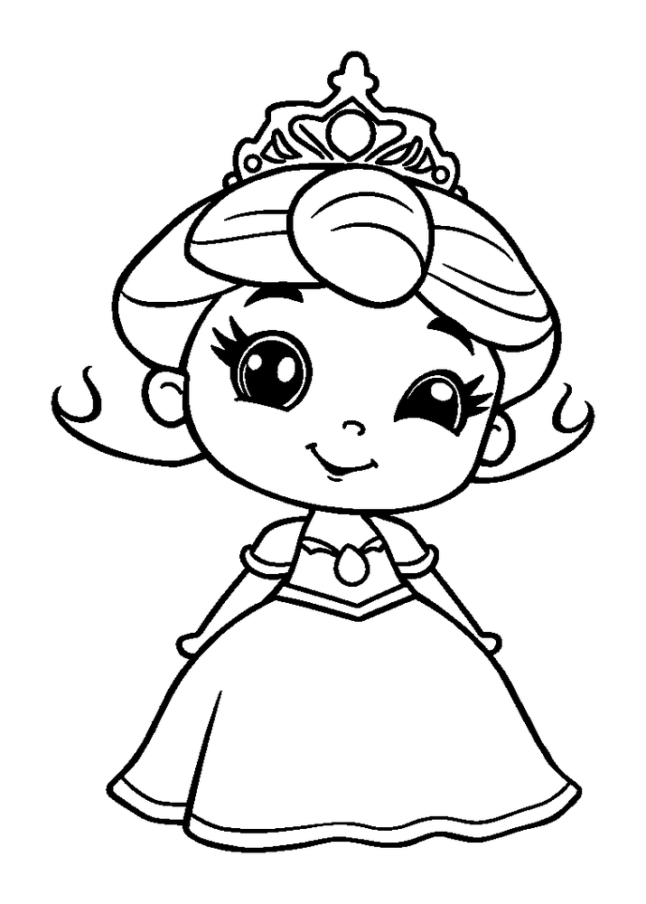 Princess colouring page — free printable for toddlers